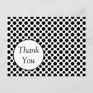 Custom Thank You Black Polka Dot Postcard