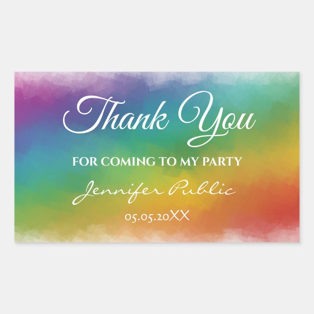 Custom Thank You Calligraphed Text Template Rectangular Sticker (Front)