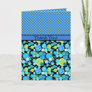 Custom Thank You Card: Quirky Moons, Polka Dots Card