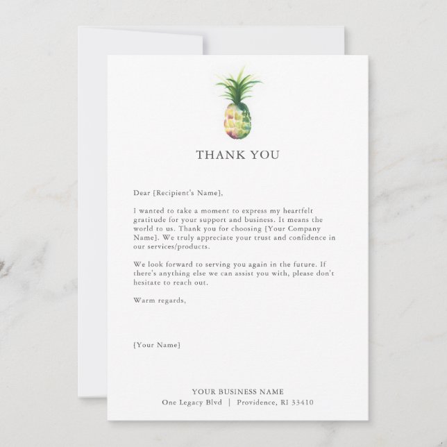 Custom Thank You Cards for Business Pineapple (Front)
