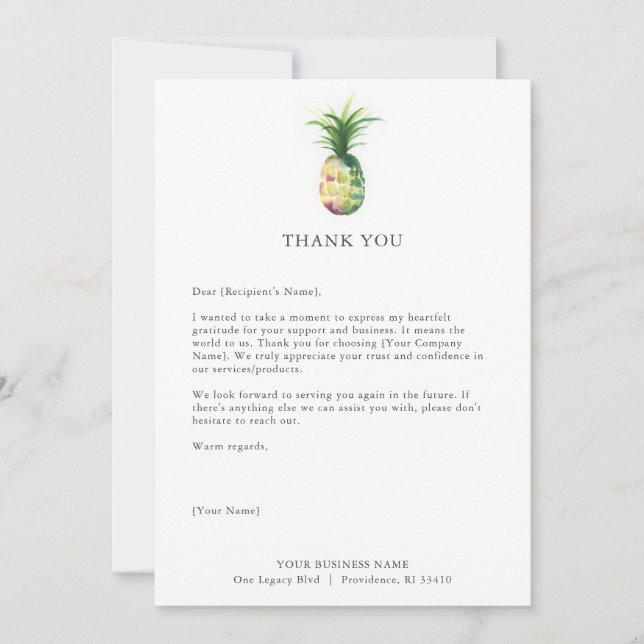 Custom Thank You Cards for Business Pineapple (Front)