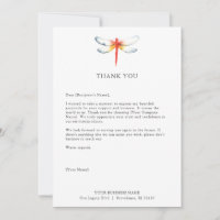 Custom Thank You Cards for Business Red Dragonfly