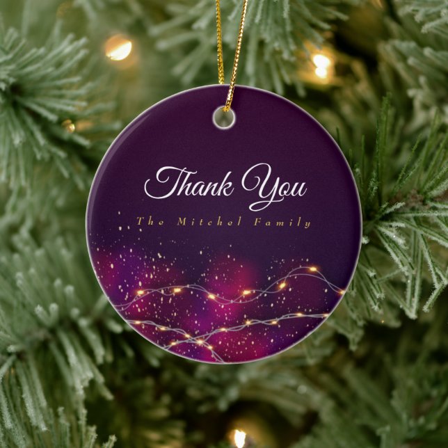 Custom Thank You Circler family name christmas Ceramic Tree Decoration (Tree)