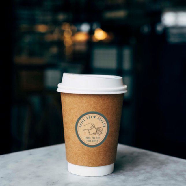 Custom Thank you Coffee Business Startup Classic Round Sticker (Creator Uploaded)