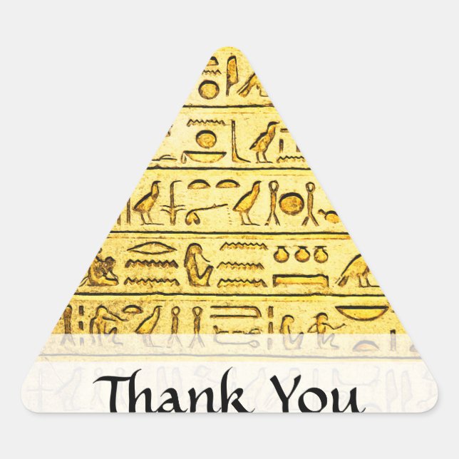 Custom "Thank You" Egyptian Hieroglyphs Yellow Triangle Sticker (Front)