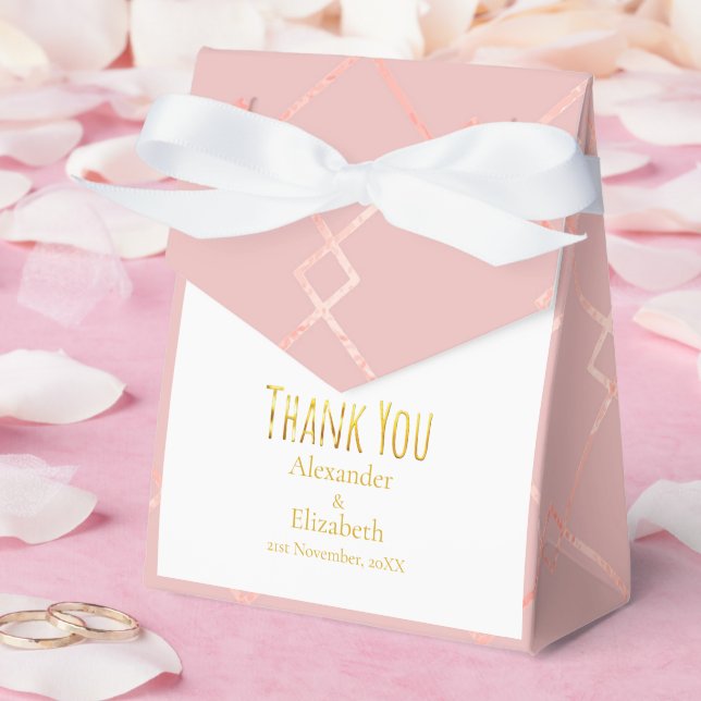 Custom Thank You Elegant Geometric Pattern Favour Box (Wedding)