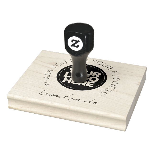 Custom Thank You Elegant Modern Business Logo Rubber Stamp (Stamp)