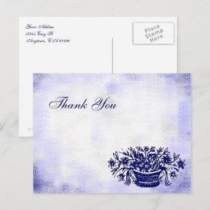 Custom Thank You Floral Faux Canvas Postcards