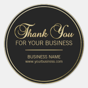 Custom Thank You For Your Business Gold Black Classic Round Sticker