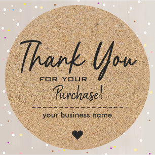 Custom Thank You for your order with black Heart  Classic Round Sticker