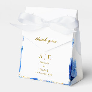 Custom Thank You Gold Script Blue Poppies Favour Box