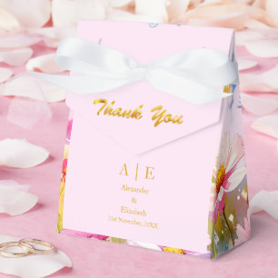 Custom Thank You Gold Script Flowers Pink Ice Favour Box