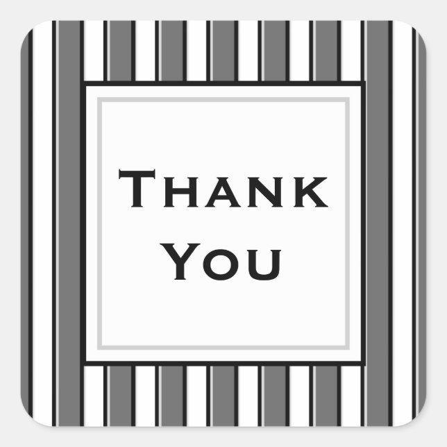 Custom Thank You Grey Black Stripes Sticker (Front)