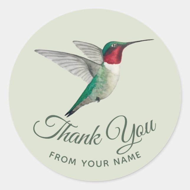 Custom Thank You Hummingbird Sticker (Front)