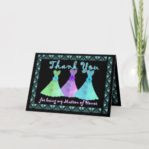 CUSTOM - THANK YOU Matron of Honour with Dresses Card