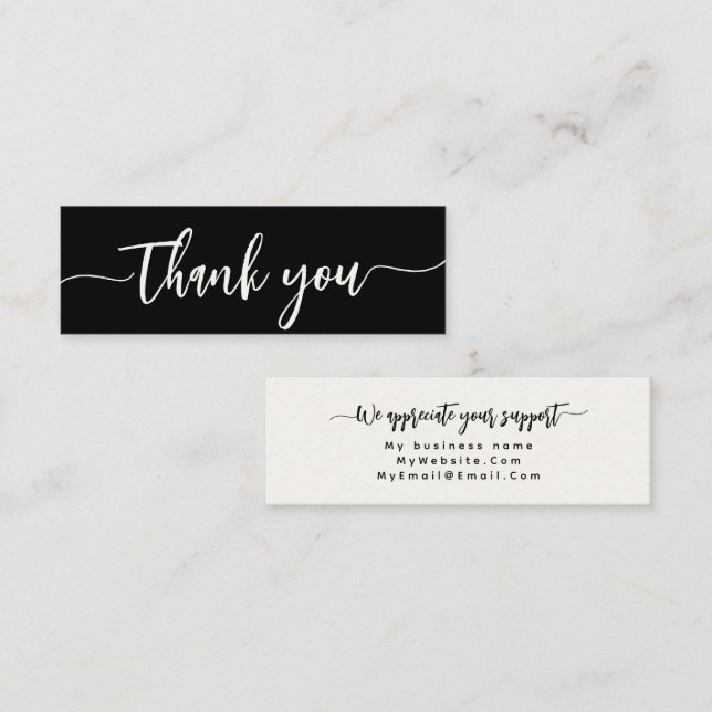 Custom Thank You Minimalist Modern Elegant Script Mini Business Card (Front/Back)