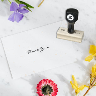 Custom Thank You Modern Chic Elegant Wedding Wood Rubber Stamp