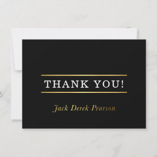 CUSTOM THANK YOU modern simple black white gold Card