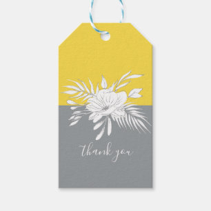 Custom Thank You Modern White Floral on Colorblock Gift Tags