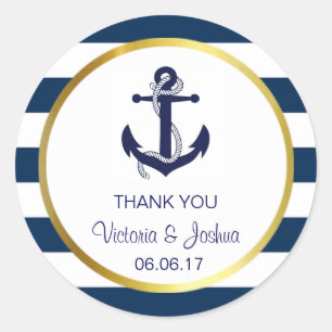 Custom Thank You Nautical Navy Gold Wedding Seals