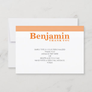CUSTOM THANK YOU NOTE cool modern bold name orange