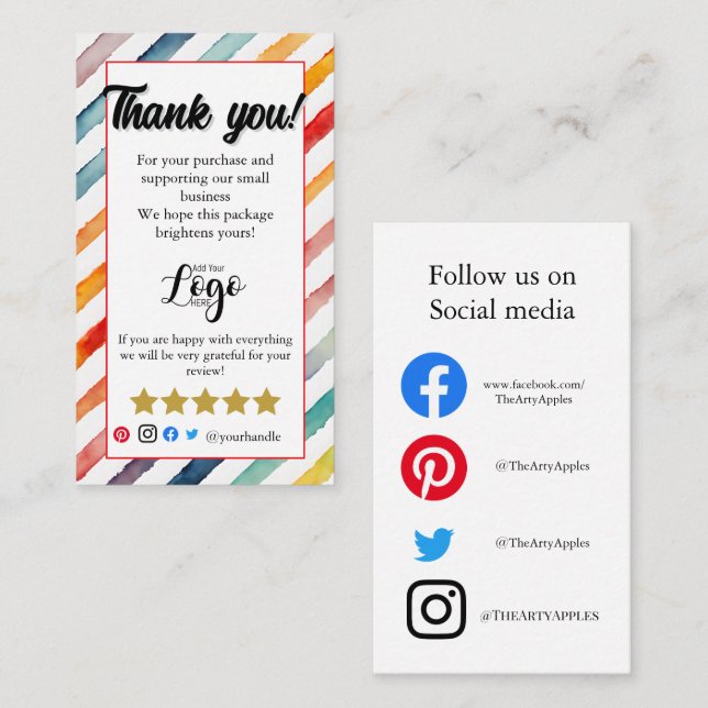Custom Thank You Order Insert Card | Add Your Logo (Front/Back)
