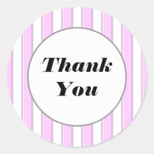 Custom Thank You Pink Striped Sticker