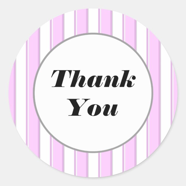 Custom Thank You Pink Striped Sticker (Front)