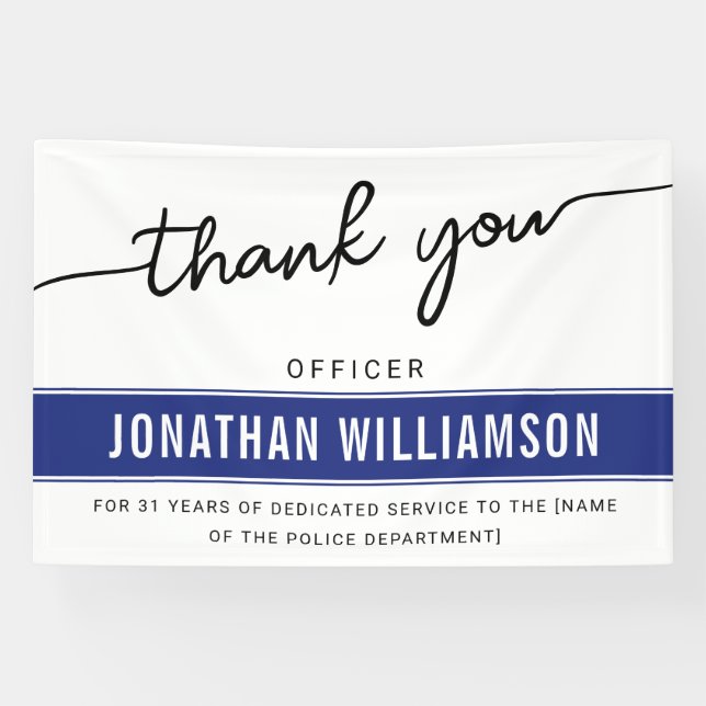 Custom Thank You Police Officer Retirement Banner (Horizontal)