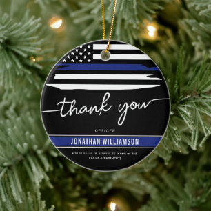 Custom Thank You Police Officer Retirement Gift Ceramic Tree Decoration