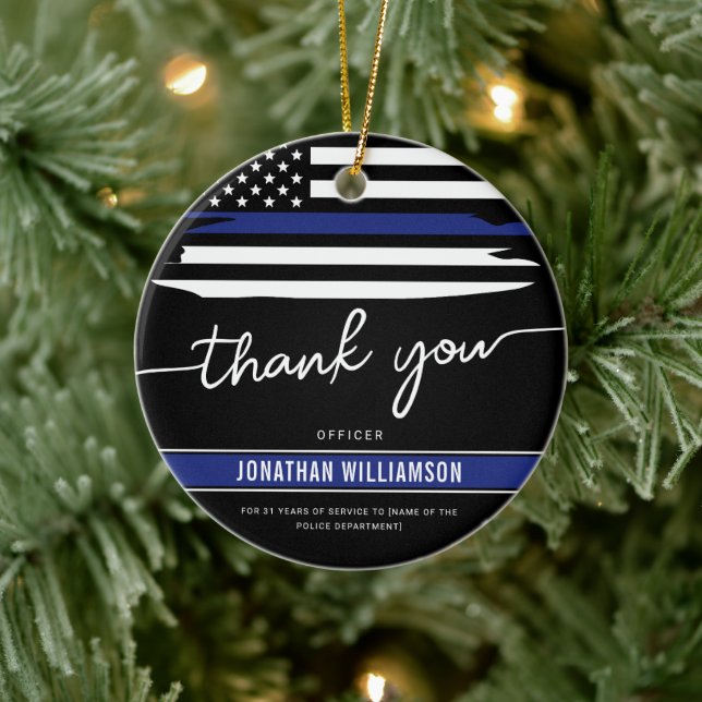Custom Thank You Police Officer Retirement Gift Ceramic Tree Decoration (Tree)