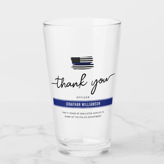 Custom Thank You Police Officer Retirement Gift Glass (Front)