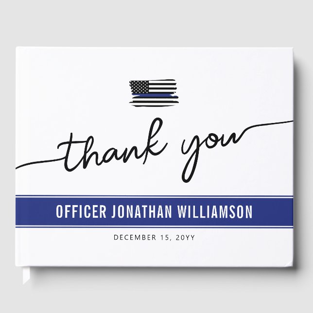 Custom Thank You Police Officer Retirement Gift Guest Book (Front)