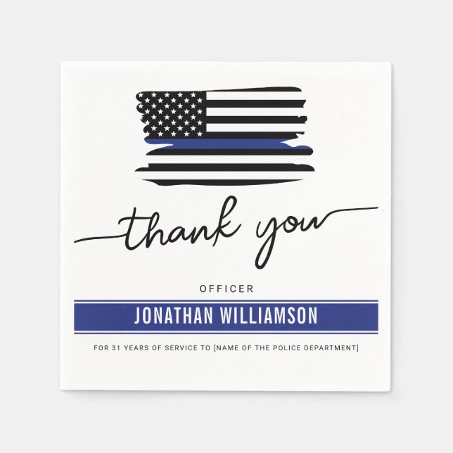 Custom Thank You Police Officer Retirement Gift Napkin (Front)