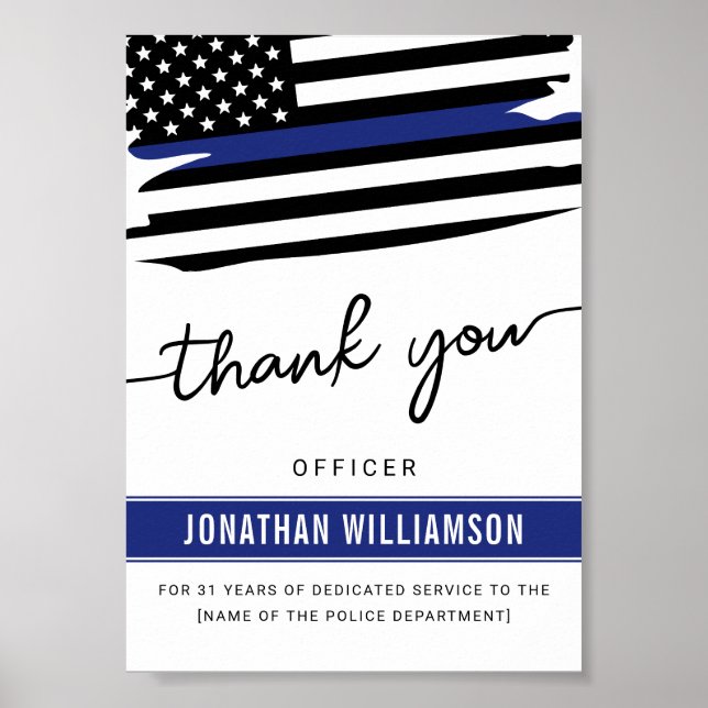 Custom Thank You Police Officer Retirement Gift Poster (Front)