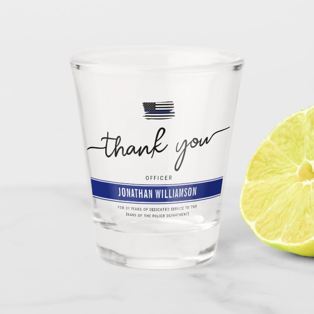 Custom Thank You Police Officer Retirement Gift Shot Glass (Front)