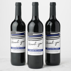 Custom Thank You Police Officer Retirement Gift Wine Label