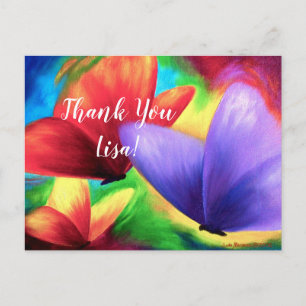 Custom Thank You Postcard Colourful Butterflies Ar