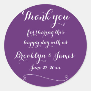 Custom Thank You Purple Wedding Stickers