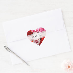 Custom "Thank You" Roses Heart Stickers
