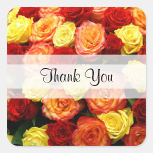 Custom "Thank You" Roses Square Stickers