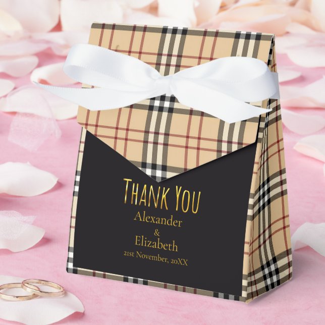 Custom Thank You Scottish tartan pattern Favour Box (Wedding)