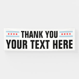 Custom Thank You sign banner with Chicago flag