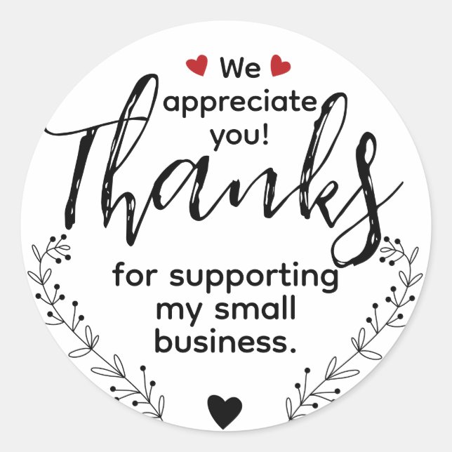 Custom Thank You Sticker for Small Business Owners (Front)