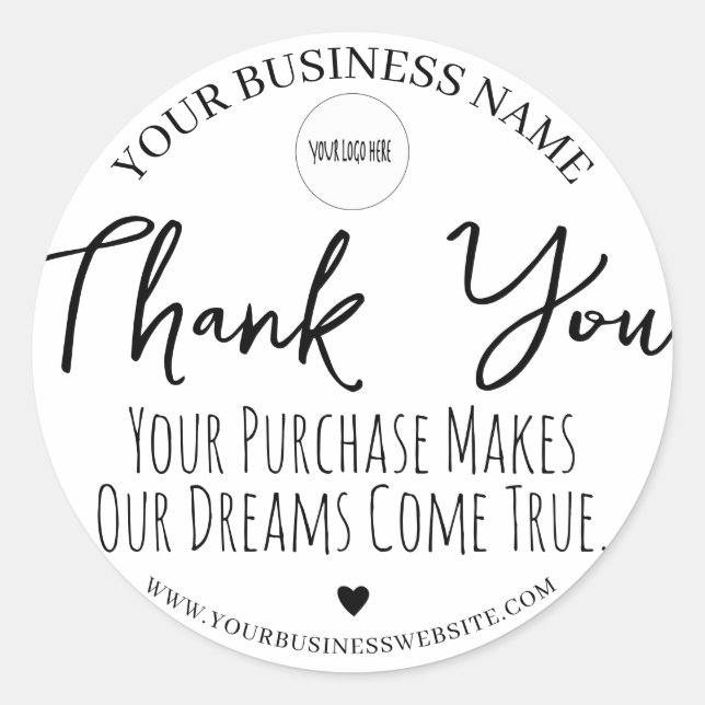 Custom Thank You Stickers for Small Business (Front)