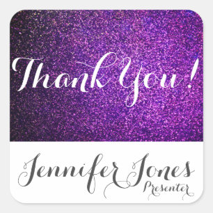 custom thank you stickers purple glitter