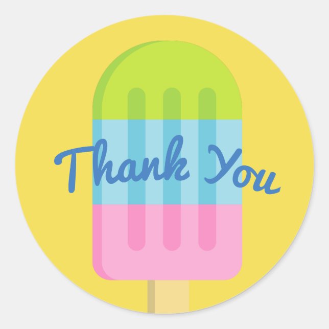Custom thank you stickers with popsicle ice cream (Front)