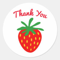 Custom thank you stickers with red strawberry logo