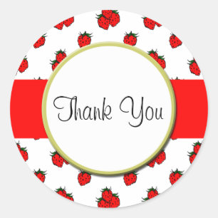 Custom Thank You Strawberry Pattern Sticker