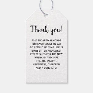 Custom Thank You Sugared Almond Wedding Favour Gift Tags